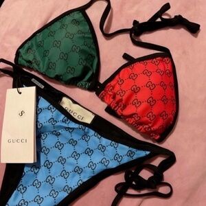 Gucci Green, Red, and Blue Bikini Set